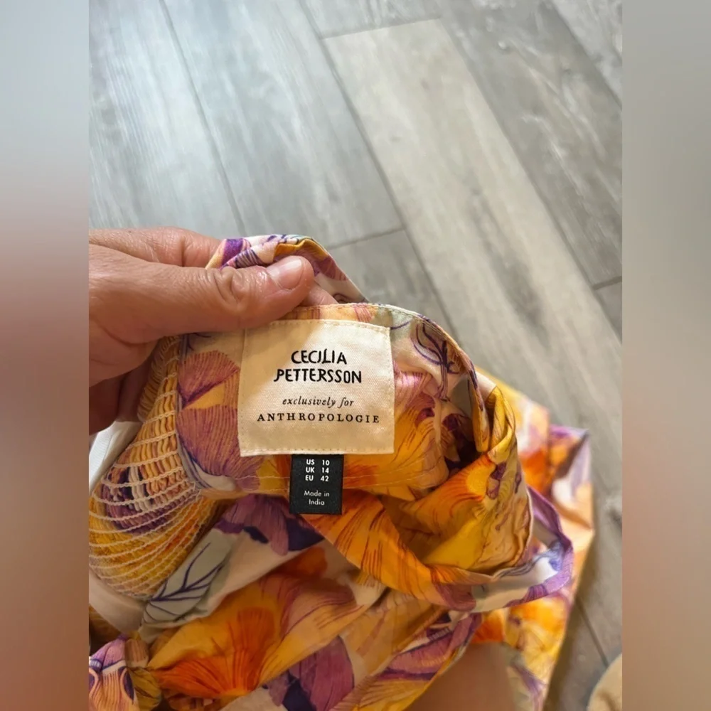 NWT Anthropologie Cecilia Pettersson Tie-Front Midi Dress Size 10